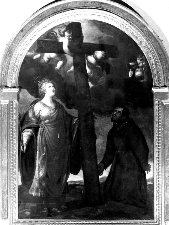San Francesco e Sant' Elena in adorazione della croce (dipinto) di De Vecchi Giovanni (cerchia) (sec. XVII)