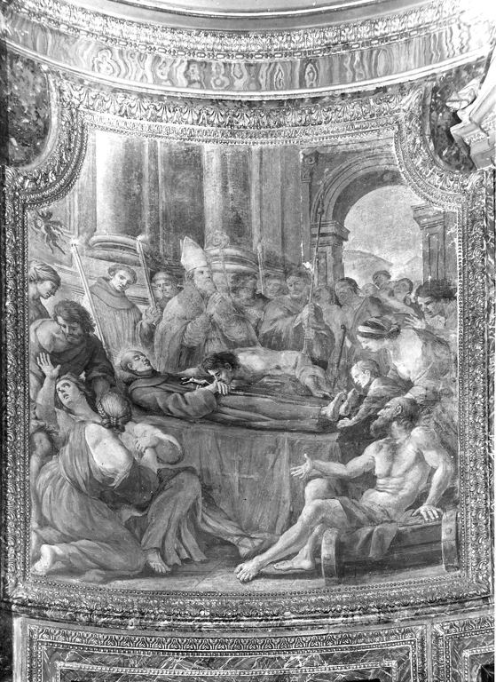 Funerali di San Bernardino (dipinto) di Majoli Clemente (sec. XVII)
