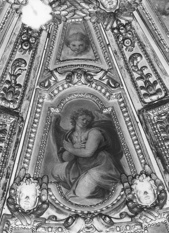 I Dottori della Chiesa e gli Evangelisti con angeli e cherubini (decorazione pittorica, ciclo) di Croce Baldassarre (sec. XVI)