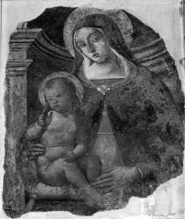 Madonna del Fulmine, Madonna con Bambino (dipinto) di Aquili Antonio detto Antoniazzo Romano (attribuito) (sec. XV)