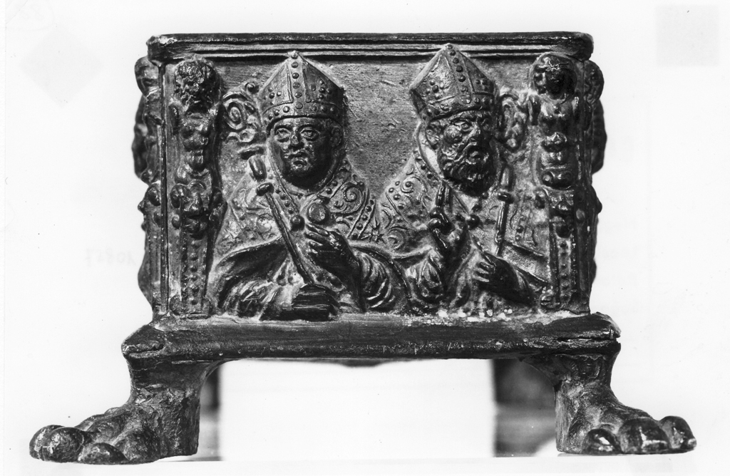 Santa Lucia, San Giovanni da Capestrano, santi e vescovi (cofanetto) - ambito Germania meridionale (sec. XVI)