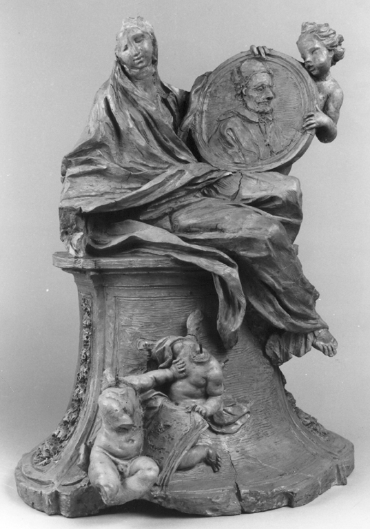 la Fede che regge un medaglione con il ritratto di Innocenzo XI (scultura) di Le Gros Pierre detto Pierre Le Gros il Giovane (sec. XVII)