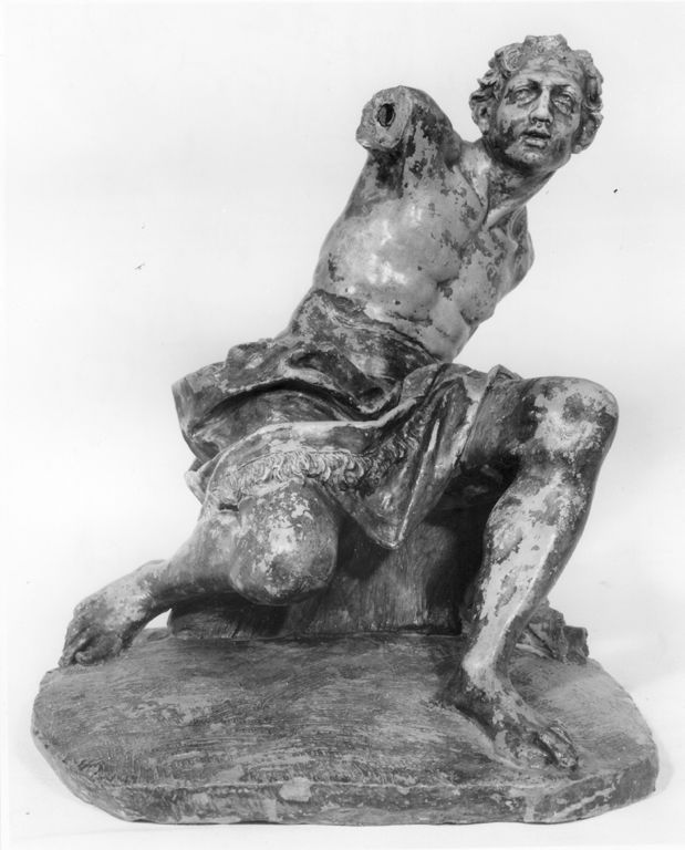 figura maschile seduta con agnello (scultura) di Mazza Giuseppe Maria (sec. XVII)