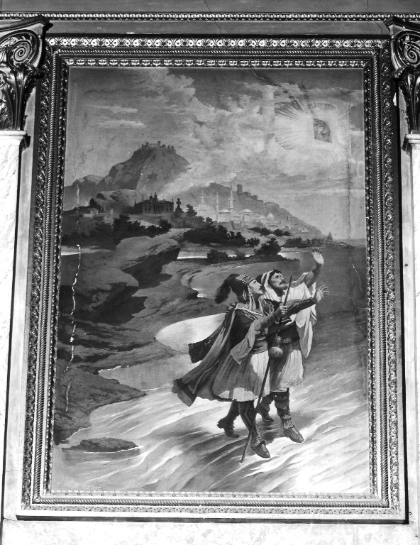 L'immagine della Madonna portata da due albanesi attraverso l'Adriatico (dipinto) di Piatti Prospero (attribuito) (sec. XIX)