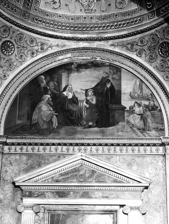 Sant'Agostino al porto di Ostia saluta la madre prima di tornare in Africa (dipinto) di Troia Tito (attribuito) (sec. XIX)