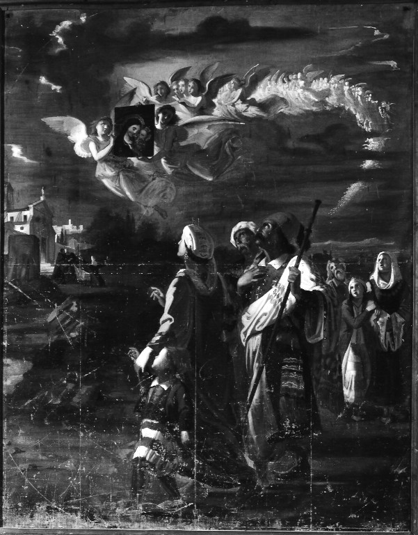 Apparizione della Madonna a pellegrini albanesi (dipinto) di Piatti Prospero (attribuito) (sec. XIX)