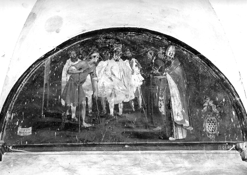 San Francesco risana uno storpio (dipinto) di Manenti Vincenzo (attribuito) (sec. XVII)