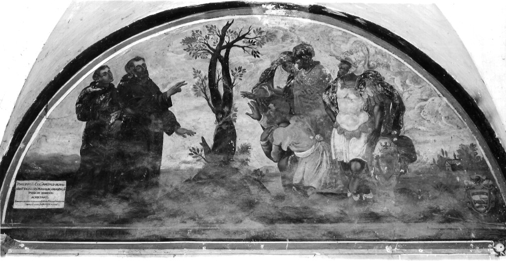 Un miracolo di San Francesco (dipinto) di Manenti Vincenzo (attribuito) (sec. XVII)
