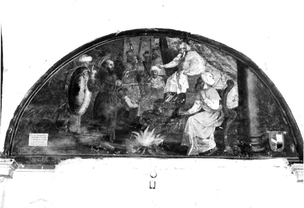 la prova del fuoco (dipinto) di Manenti Vincenzo (attribuito) (sec. XVII)