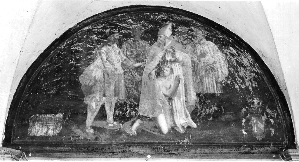 San Francesco d'Assisi rinuncia ai beni del padre (dipinto) di Manenti Vincenzo (attribuito) (sec. XVII)