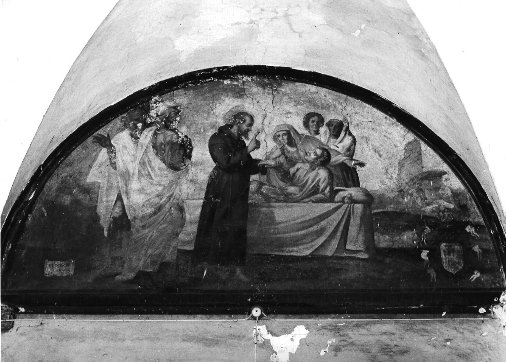 un miracolo di San Francesco (dipinto) di Manenti Vincenzo (attribuito) (sec. XVII)