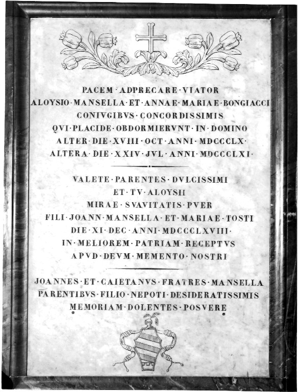 lapide - ambito laziale (metà sec. XIX)