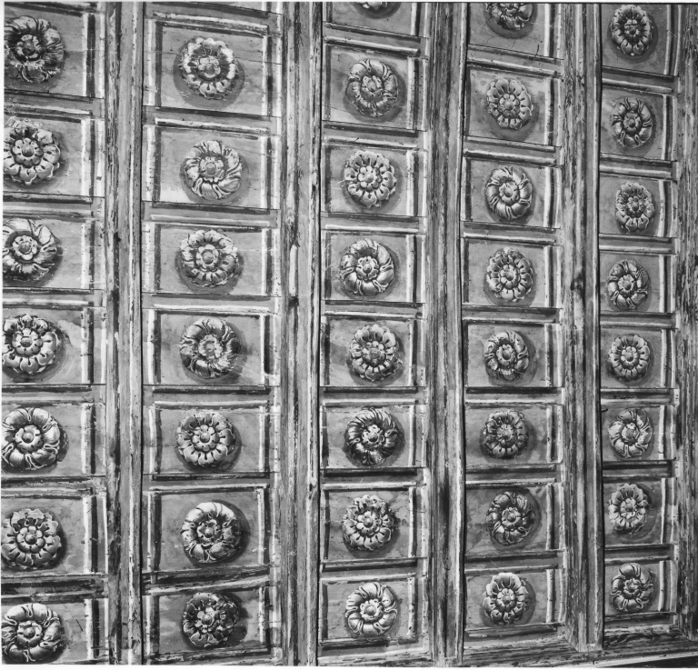 motivi decorativi a cassettoni con rosette (soffitto dipinto) - ambito francese (sec. XVIII)