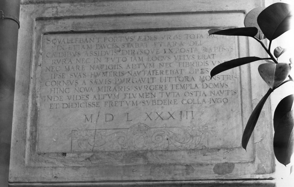 lapide commemorativa, opera isolata - ambito romano (sec. XVI)