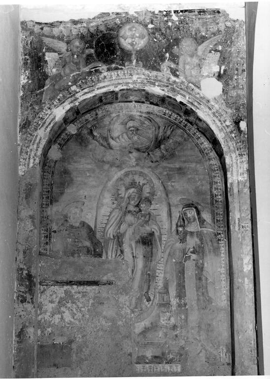 Madonna con Bambino, San Francesco d'Assisi e Santa Chiara (dipinto) - ambito laziale (sec. XVII)