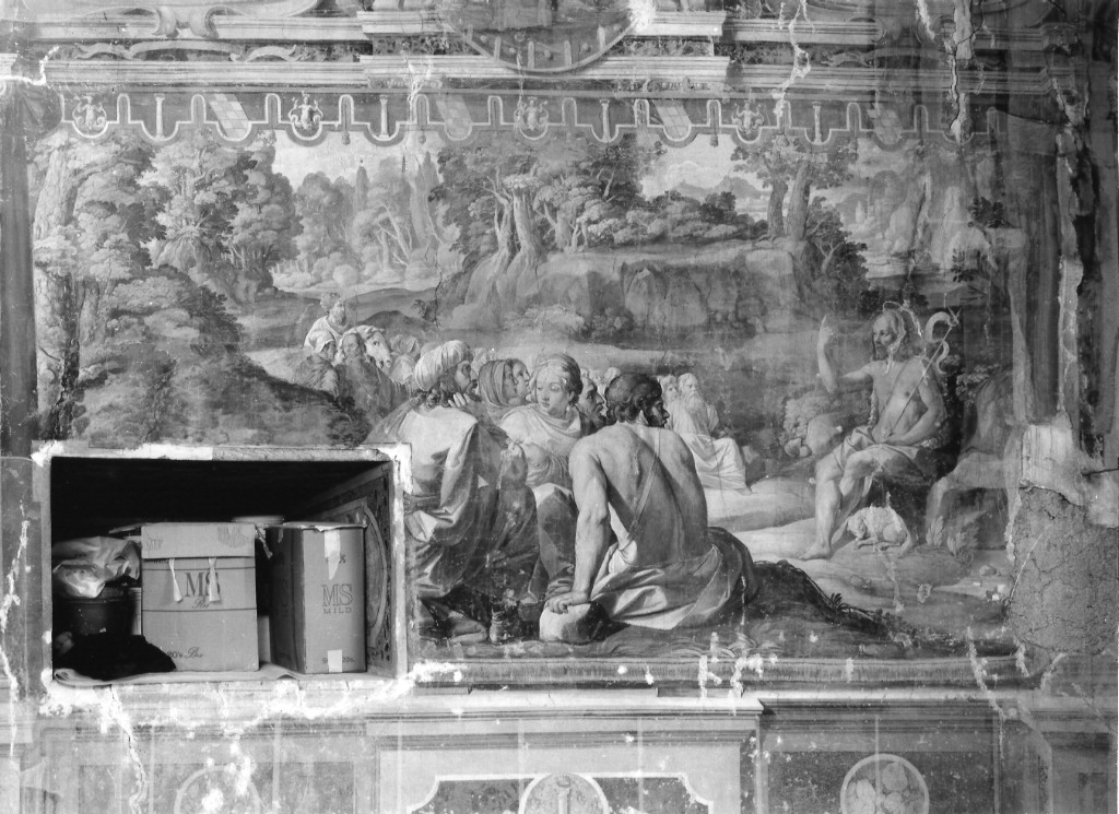 San Giovanni Battista predica nel deserto (dipinto) di De Amicis Cola (attribuito) (sec. XVII)