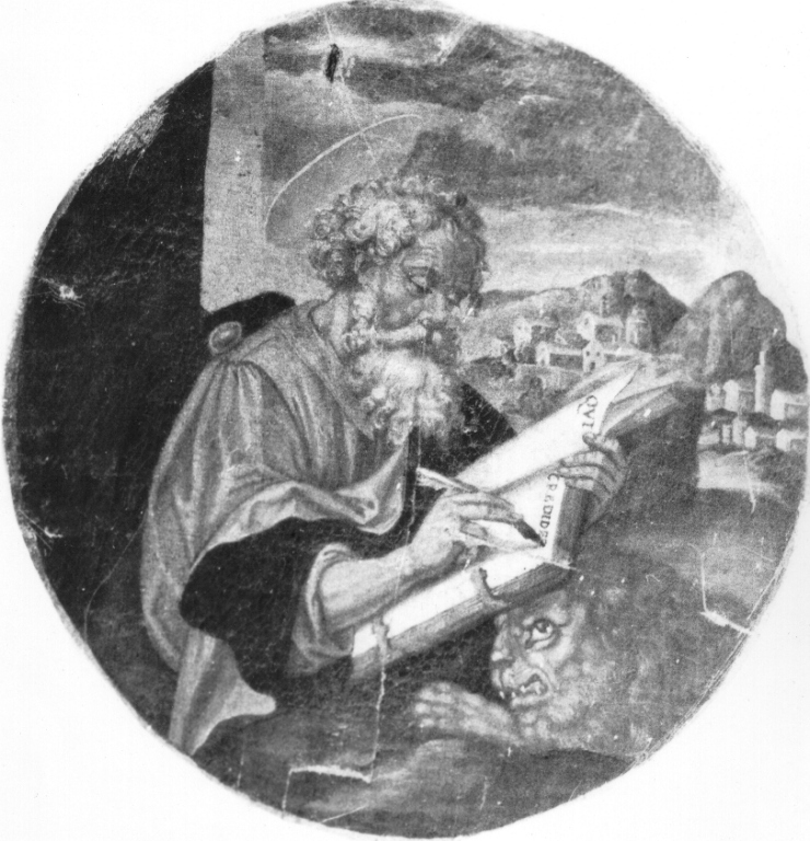 San Marco scrive il vangelo (dipinto) - ambito laziale (inizio sec. XVII)
