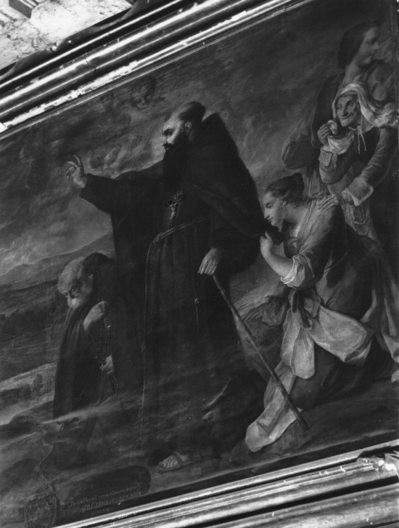 San Giuseppe di Leonessa benedice i leonessiani (dipinto) di Monaldi Paolo (sec. XVIII)