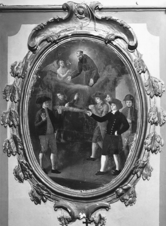 San Giuseppe di Leonessa salva il devoto Luigi Mansi (dipinto) di Bisini Venanzio (sec. XVIII)