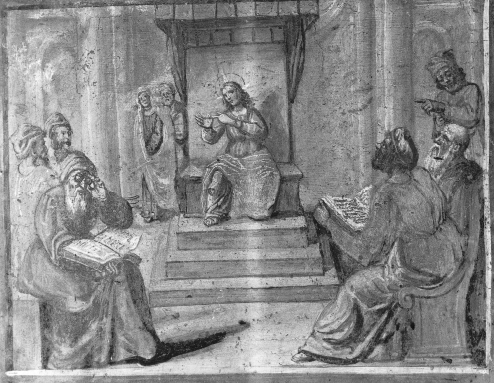 disputa di Gesù con i dottori nel tempio (dipinto) - ambito laziale (sec. XVII)