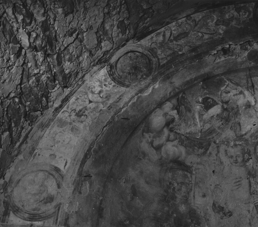 motivi decorativi a candelabra e Santi in clipei (dipinto) - ambito umbro (seconda metà sec. XV)