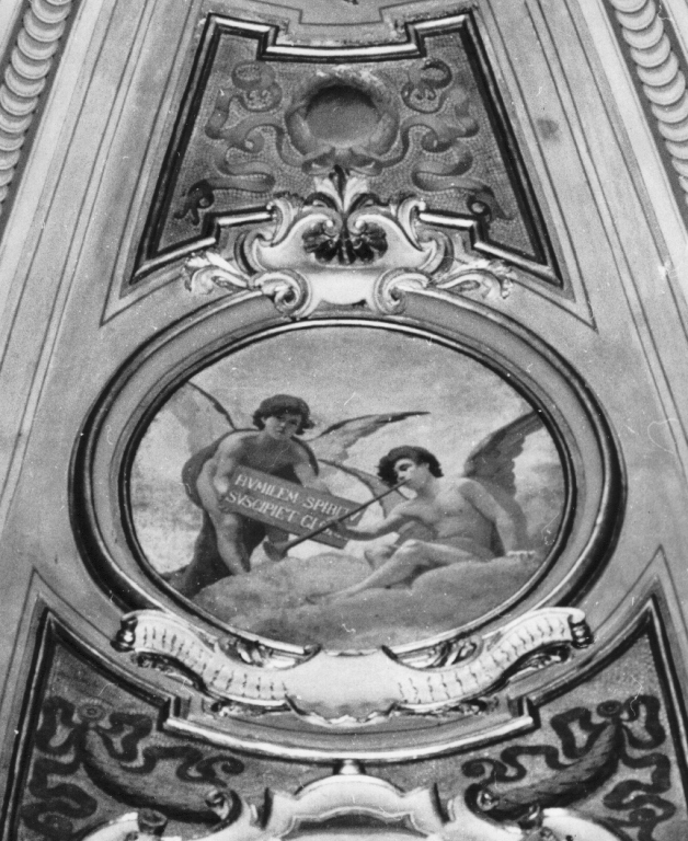 angeli reggitarga (dipinto) di Monti Vincenzo (primo quarto sec. XX)