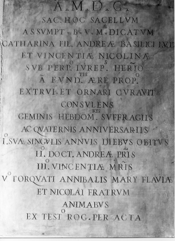 lapide commemorativa - ambito laziale (sec. XVII)