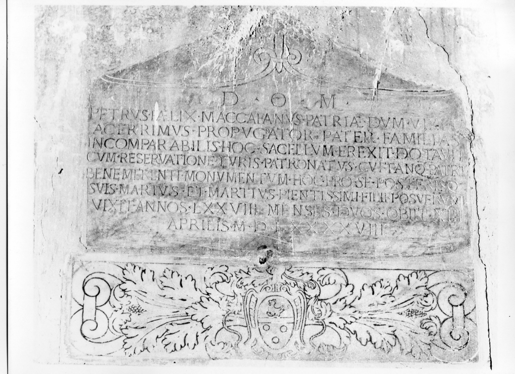 lapide commemorativa - ambito laziale (sec. XVI)