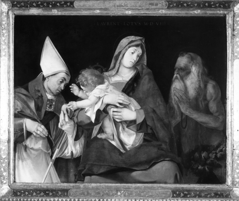 Madonna con Bambino e i santi Ignazio di Antiochia e Onofrio (dipinto) di Lotti Lorenzo detto Lorenzetto (sec. XVI)