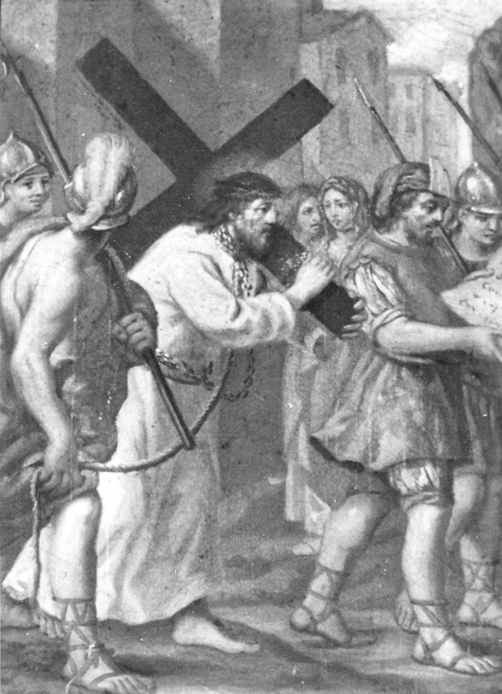 stazione IV: Gesù incontra la Madonna (dipinto) - ambito laziale (prima metà sec. XVIII)