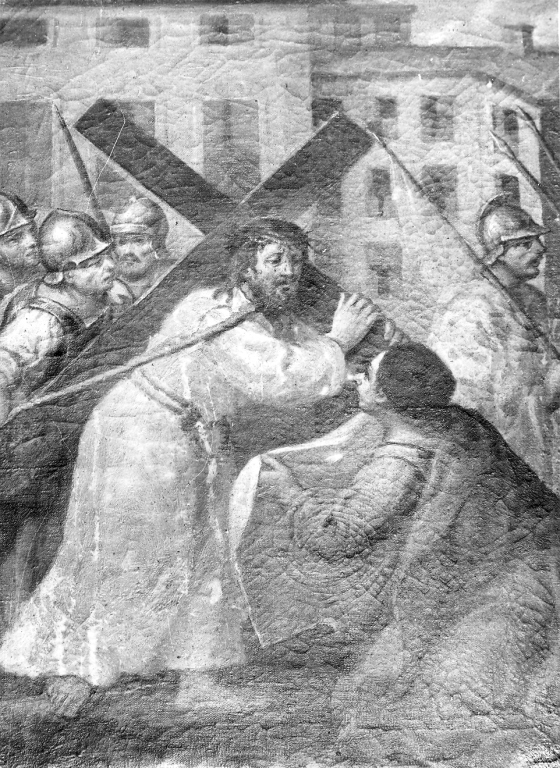 stazione VI: Gesù asciugato dalla Veronica (dipinto) - ambito laziale (prima metà sec. XVIII)