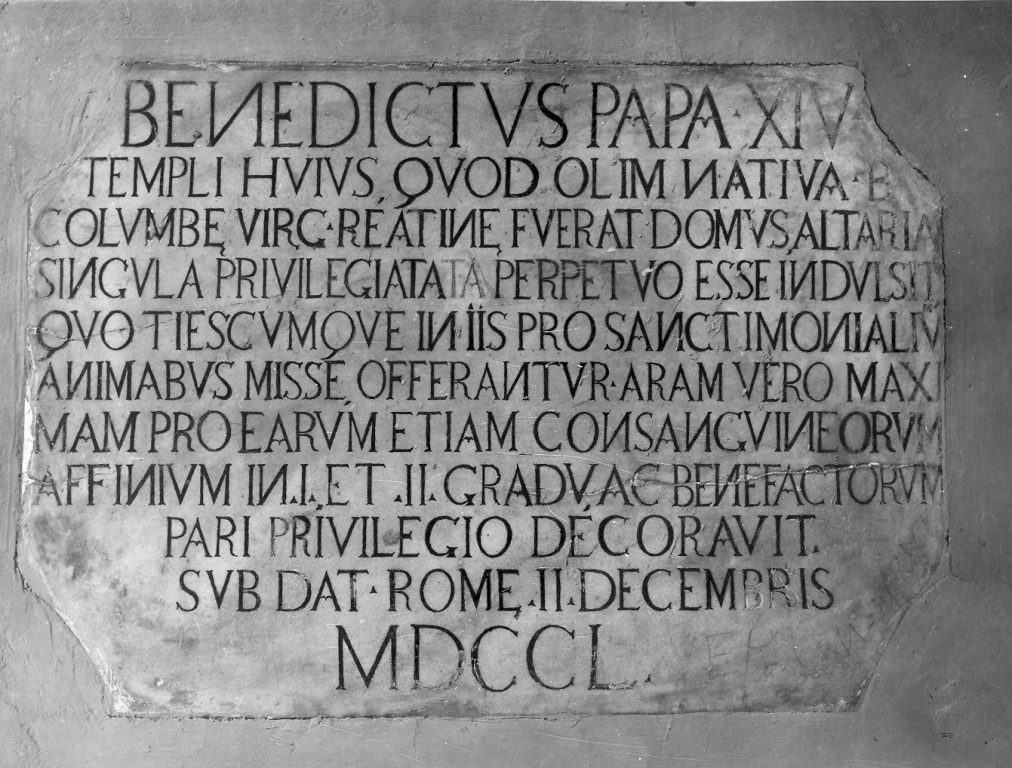 lapide documentaria - ambito laziale (metà sec. XVIII)