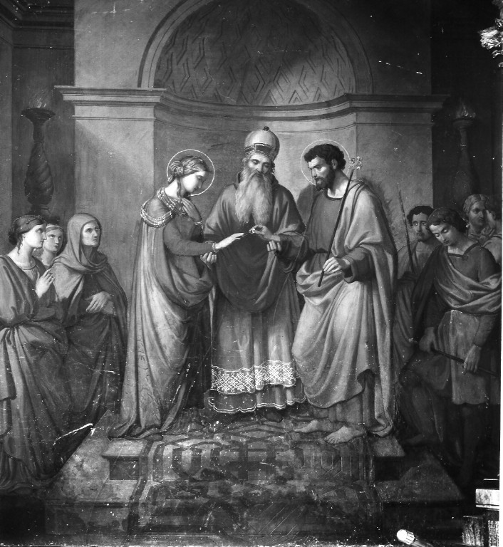 Sposalizio di Maria Vergine (dipinto) di Ansiglioni Achille (attribuito) (sec. XIX)