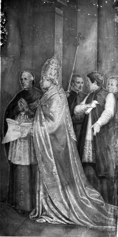 Pio IX che visita la cappella della Madonna (dipinto) - ambito romano (sec. XIX)