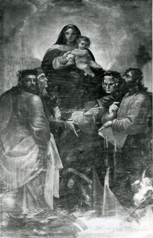 Madonna con Bambino e i quattro evangelisti (dipinto) - ambito romano (sec. XVIII)
