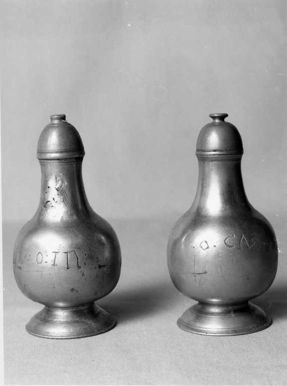 vasetto per l'olio degli infermi, coppia - ambito laziale (seconda metà sec. XIX)