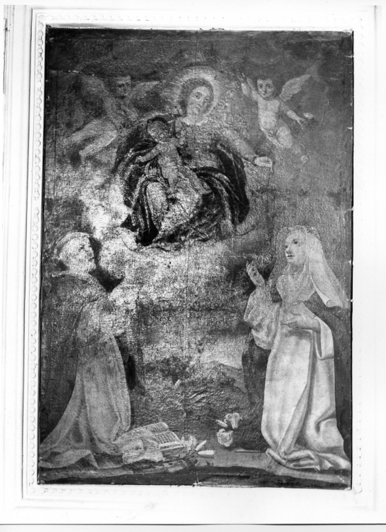Madonna del Rosario con San Domenico e Santa Caterina da Siena (dipinto) - ambito laziale (sec. XIX)