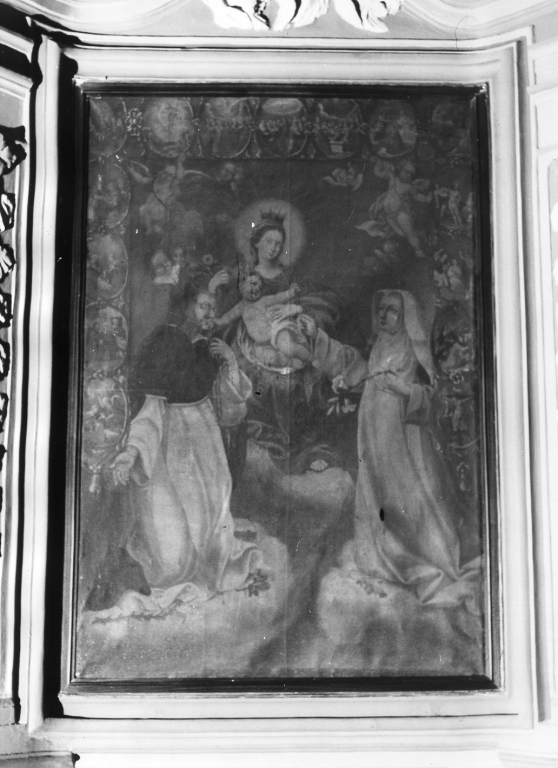 Madonna del Rosario con San Domenico e Santa Caterina da Siena (dipinto) - ambito laziale (sec. XVIII)