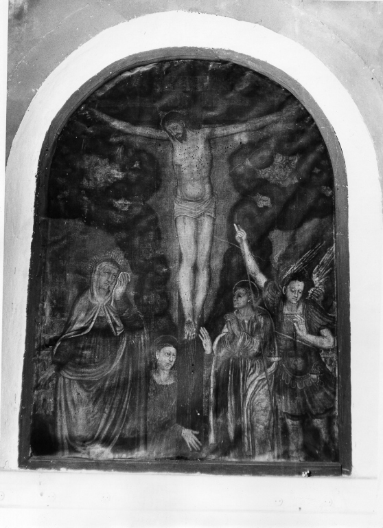 crocifissione di Cristo con la Madonna e santi (dipinto) - ambito laziale (sec. XVII)