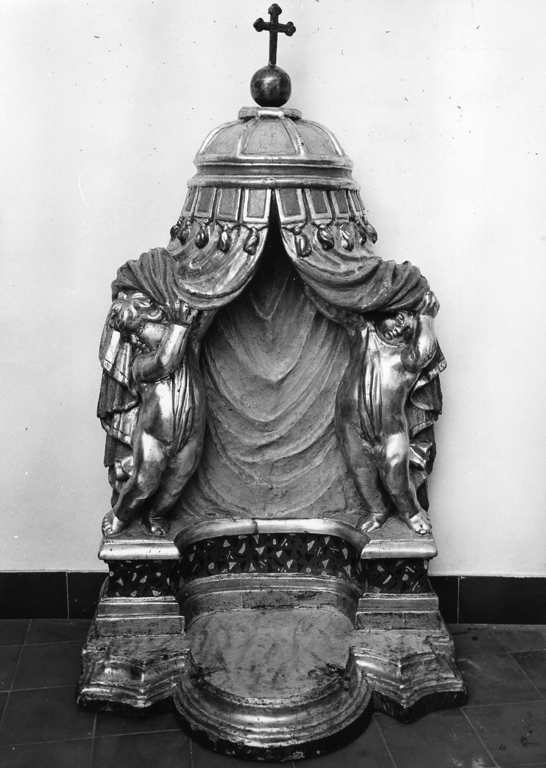 tronetto per esposizione eucaristica - a edicola - produzione laziale (sec. XVII)