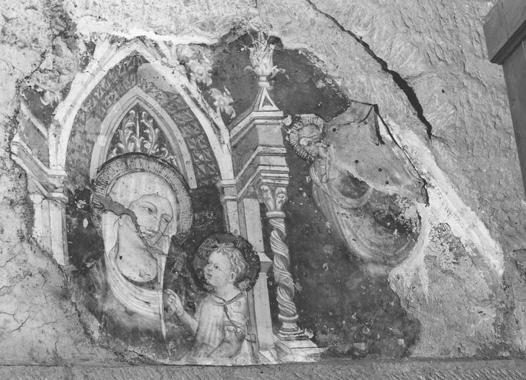 Madonna con Bambino in trono e un angelo (dipinto) - ambito laziale (sec. XV)