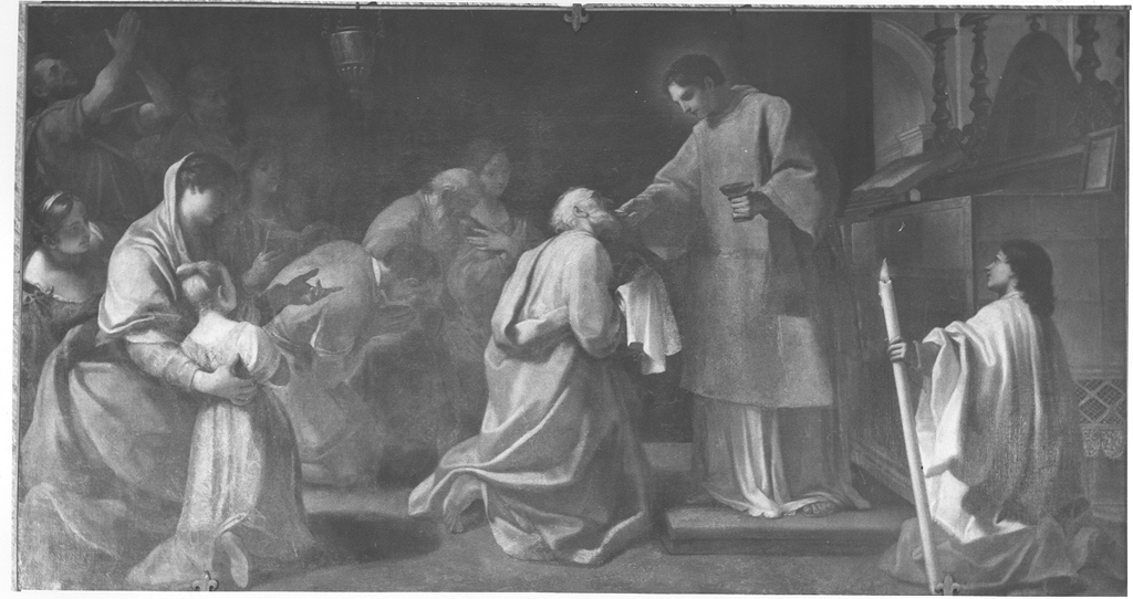 San Lorenzo distribuisce la Comunione (dipinto) di Benefial Marco (sec. XVIII)