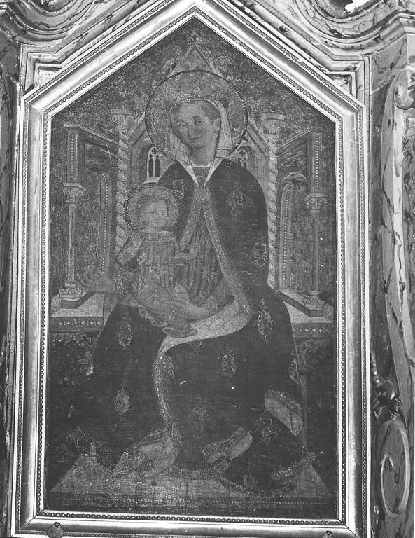 Madonna del fiore, Madonna con Bambino in trono (dipinto) - ambito Italia centrale (sec. XV)