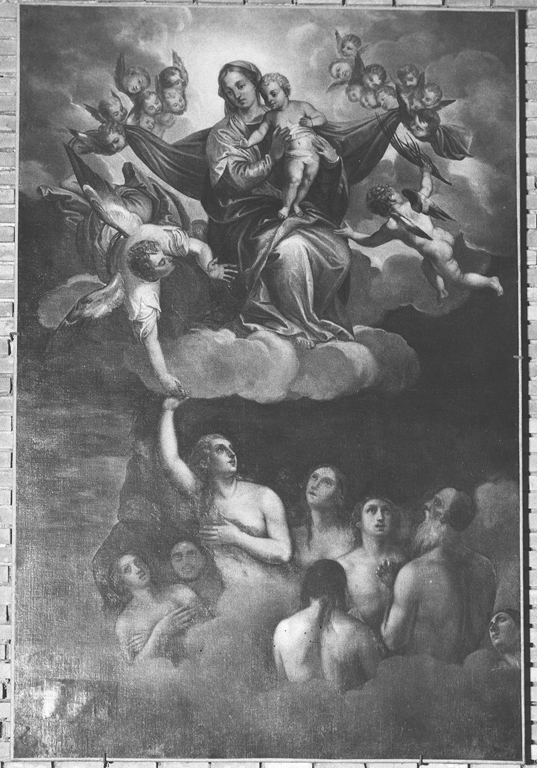 Madonna del Suffragio, Madonna con Bambino, angeli e anime purganti (dipinto) - ambito laziale (sec. XVIII)