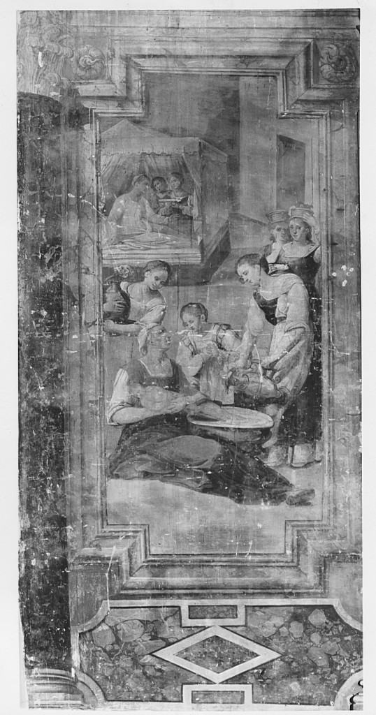 nascita di Maria Vergine (dipinto) - ambito laziale (fine/inizio secc. XVI/ XVII)