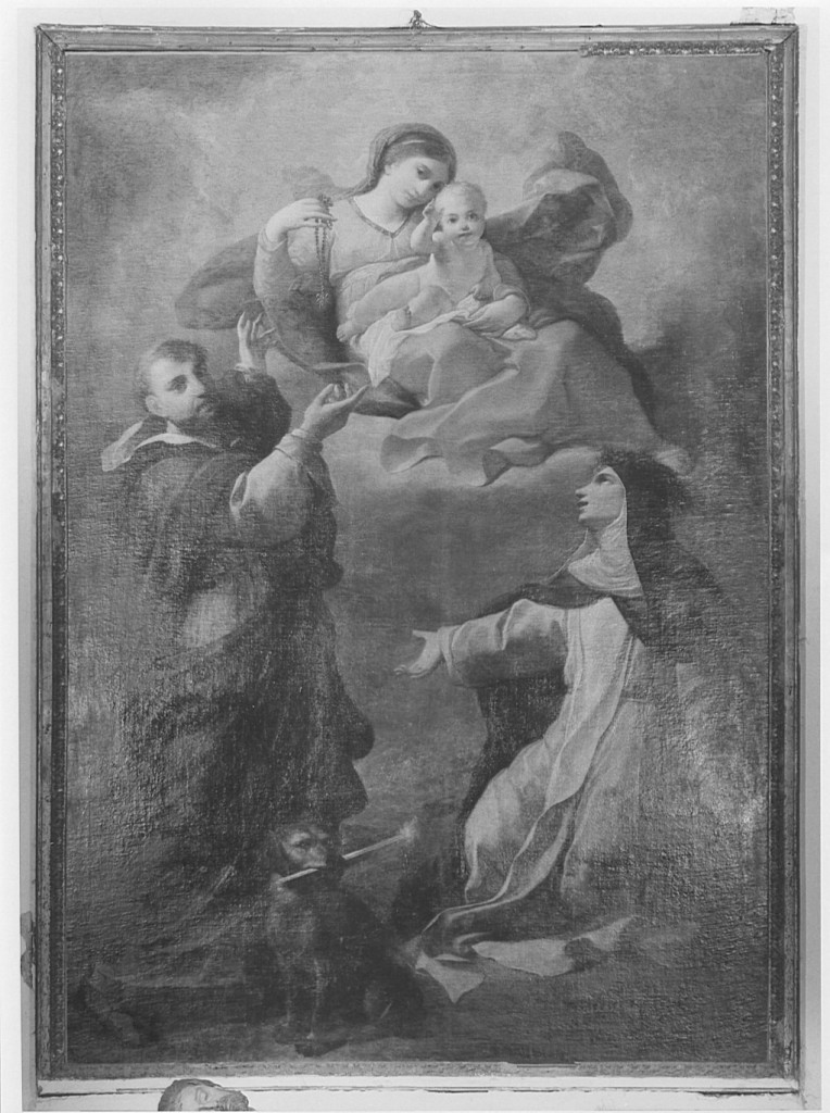 Madonna del Rosario con i santi Domenico e Caterina da Siena (dipinto) - ambito laziale (sec. XVIII)