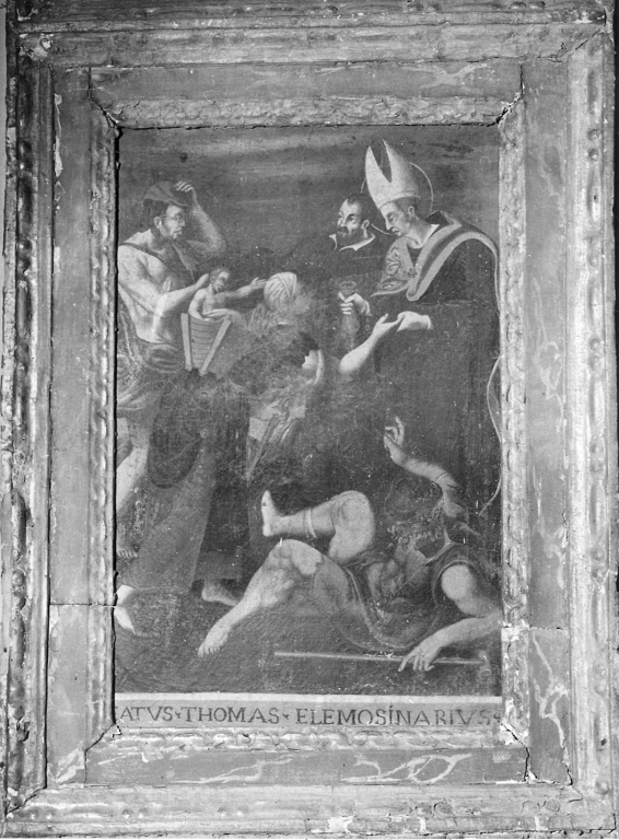 San Tommaso da Villanova distibuisce l'elemosina ai poveri (dipinto) - ambito laziale (sec. XIX)