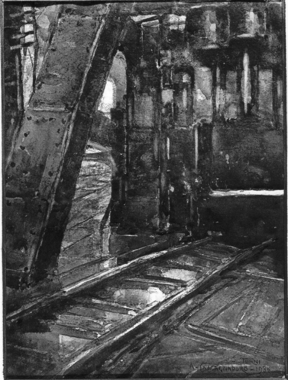 acciaieria di Terni (dipinto) di Calcagnadoro Antonino (sec. XX)