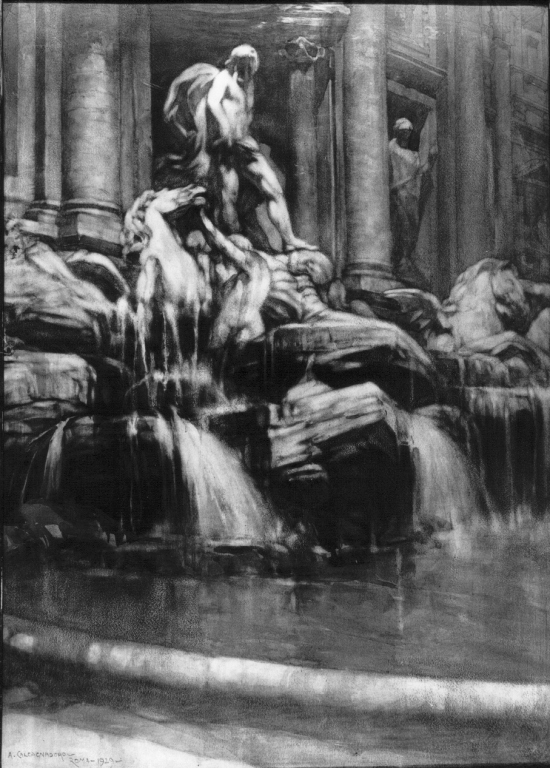 Fontana di Trevi (dipinto) di Calcagnadoro Antonino (sec. XX)