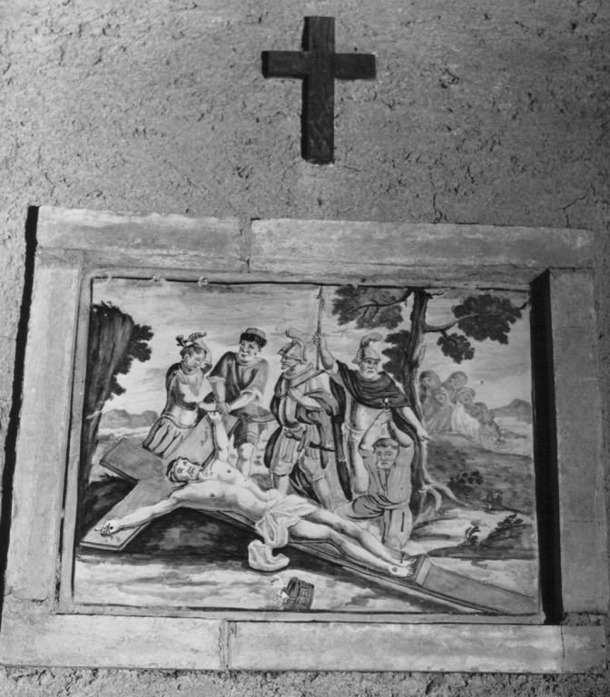 stazione XI: Gesù inchiodato alla croce (dipinto) - ambito napoletano (secc. XVII/ XVIII)